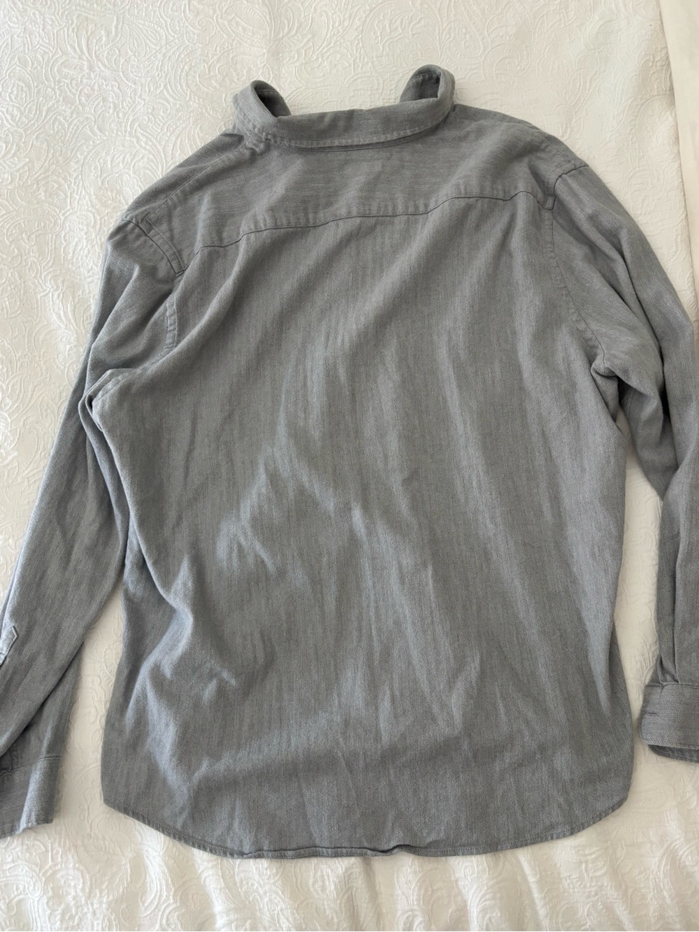 Express Mens XL Gray Herringbone Long Sleeve Button Up Stretch Work Shirt - Picture 4 of 4